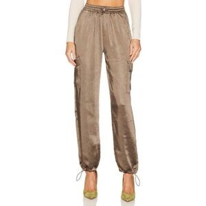 Superdown Satin Rita Drawstring Cargo Jogger Pants Size XS